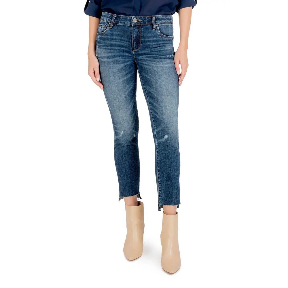Kut from the Kloth Reese Straight Leg Ankle Stretch Jeans Distressed Raw Hem 8